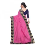 Women's Chanderi Art Silk Saree With Blouse(Pink,5-6Mtrs)
