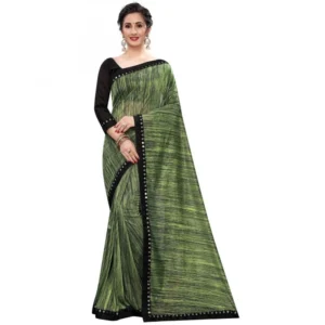 Women's Lycra Silk Saree With Blouse(Green,5-6Mtrs)