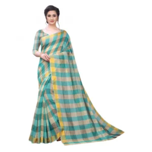 Women's Chanderi Art Silk Saree With Blouse(Rama,5-6Mtrs)