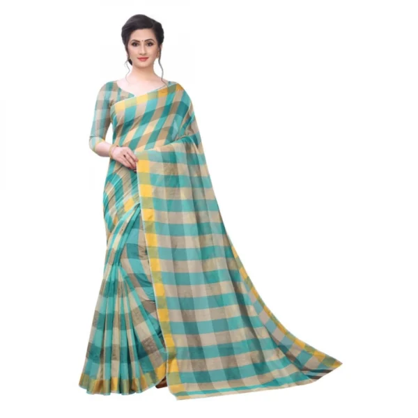 Women's Chanderi Art Silk Saree With Blouse(Rama,5-6Mtrs)