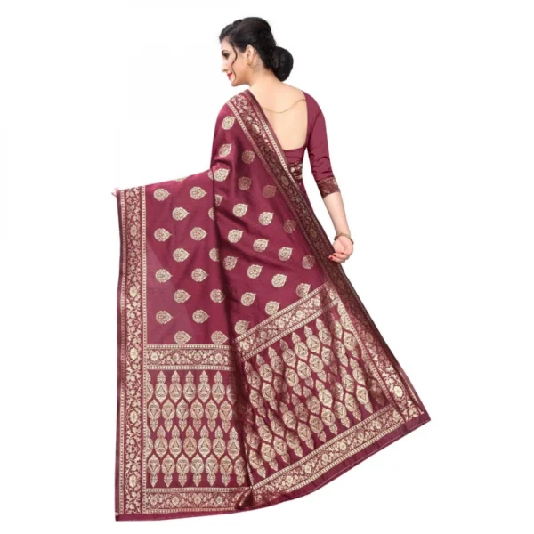 Women's Kota Banarasi Silk Saree With Blouse(Maroon,5-6Mtrs)