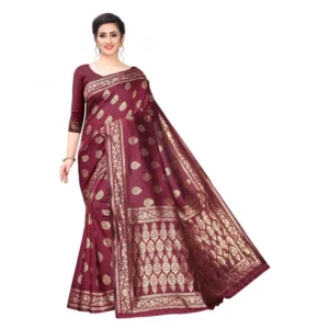 Women's Kota Banarasi Silk Saree With Blouse(Maroon,5-6Mtrs)