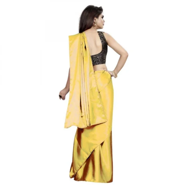 Women's Satin Saree With Blouse(Chiku,5-6Mtrs)