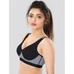 Dermawear Women's Sports Brassiere (Model: SB-1102, Color:Black&Grey, Material: 4D Stretch)