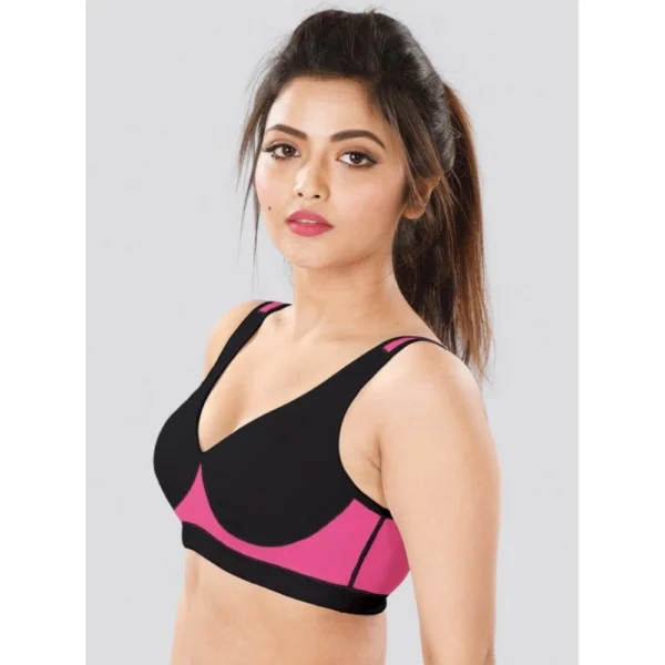 Dermawear Women's Sports Brassiere (Model: SB-1102, Color:Black&Pink, Material: 4D Stretch)