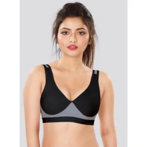Dermawear Women's Sports Brassiere (Model: SB-1102, Color:Black&Grey, Material: 4D Stretch)