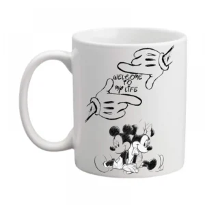 Generic Mickey Mouse Stensil Design Printed Ceramic Coffee Mug (Color: White, Capacity: 350ml)