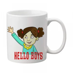 Generic Hello Boys Printed Ceramic Coffee Mug (Color: White, Capacity: 350ml)