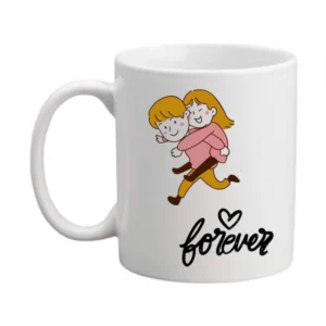 Generic Forever Love Printed Ceramic Coffee Mug (Color: White, Capacity: 350ml)
