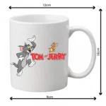 Generic Tom and Jerry Printed Ceramic Coffee Mug (Color: White, Capacity: 350ml)