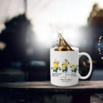 Generic Triple Minions Printed Ceramic Coffee Mug (Color: White, Capacity: 350ml)