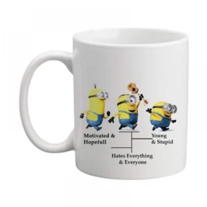 Generic Triple Minions Printed Ceramic Coffee Mug (Color: White, Capacity: 350ml)