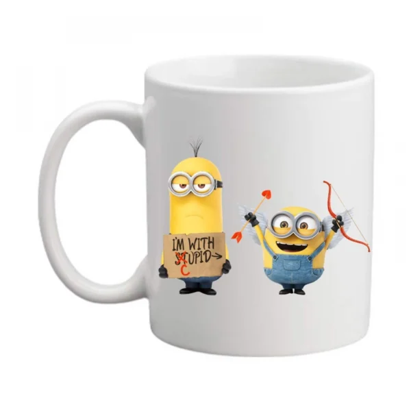 Generic Double Minions Printed Ceramic Coffee Mug (Color: White, Capacity: 350ml)