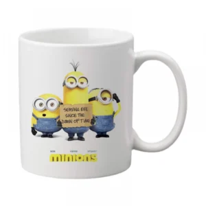 Generic Triple Minions Printed Ceramic Coffee Mug (Color: White, Capacity: 350ml)