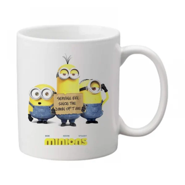 Generic Triple Minions Printed Ceramic Coffee Mug (Color: White, Capacity: 350ml)