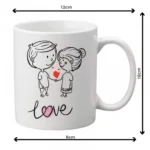 Generic Love Couple Printed Ceramic Coffee Mug (Color: White, Capacity: 350ml)