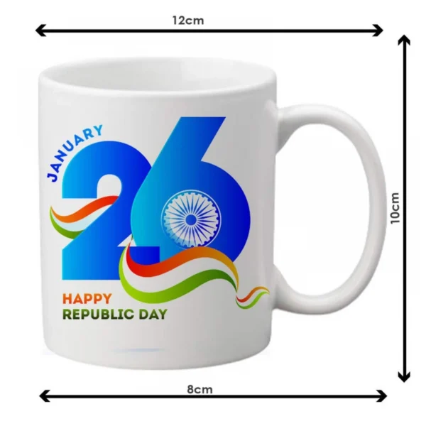Generic Happy Republic Day Printed Ceramic Coffee Mug (Color: White, Capacity: 350ml)