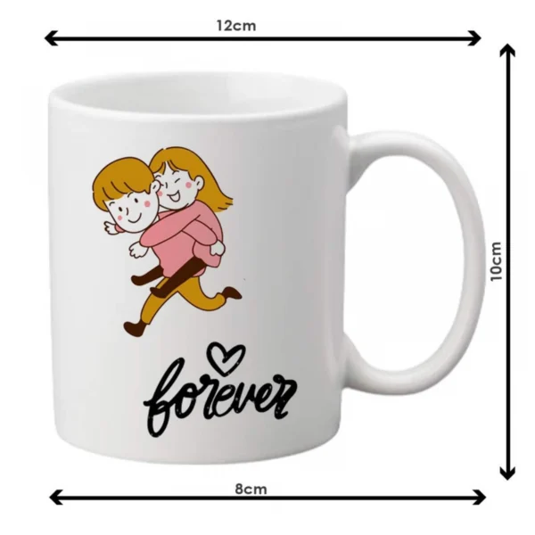 Generic Forever Love Printed Ceramic Coffee Mug (Color: White, Capacity: 350ml)