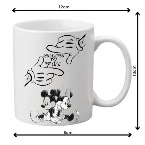 Generic Mickey Mouse Stensil Design Printed Ceramic Coffee Mug (Color: White, Capacity: 350ml)