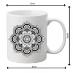Generic Art Rangoli Black and White Printed Ceramic Coffee Mug (Color: White, Capacity: 350ml)