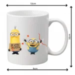 Generic Double Minions Printed Ceramic Coffee Mug (Color: White, Capacity: 350ml)