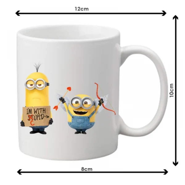 Generic Double Minions Printed Ceramic Coffee Mug (Color: White, Capacity: 350ml)