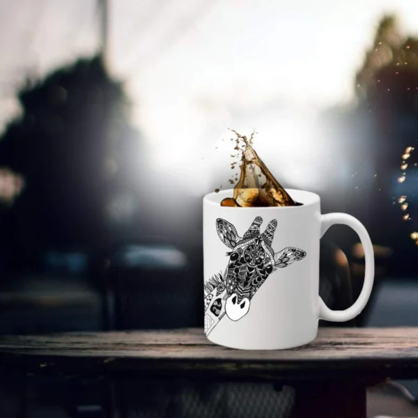 Generic Giraffe Printed Ceramic Coffee Mug (Color: White, Capacity: 350ml)