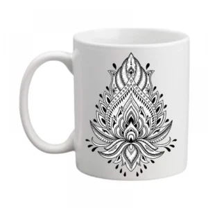 Generic Art Leaf design Printed Ceramic Coffee Mug (Color: White, Capacity: 350ml)
