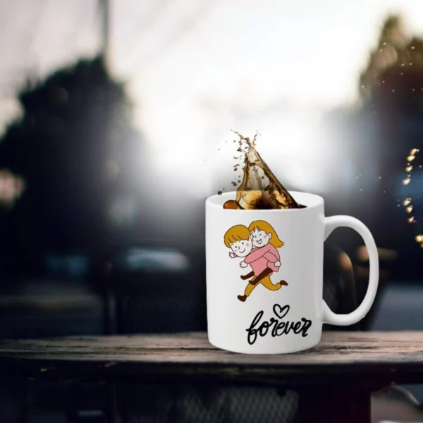 Generic Forever Love Printed Ceramic Coffee Mug (Color: White, Capacity: 350ml)