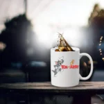 Generic Tom and Jerry Printed Ceramic Coffee Mug (Color: White, Capacity: 350ml)