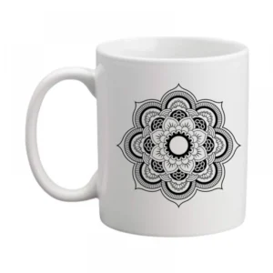 Generic Rangoli Art Printed Ceramic Coffee Mug (Color: White, Capacity: 350ml)