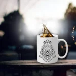 Generic Art Leaf design Printed Ceramic Coffee Mug (Color: White, Capacity: 350ml)