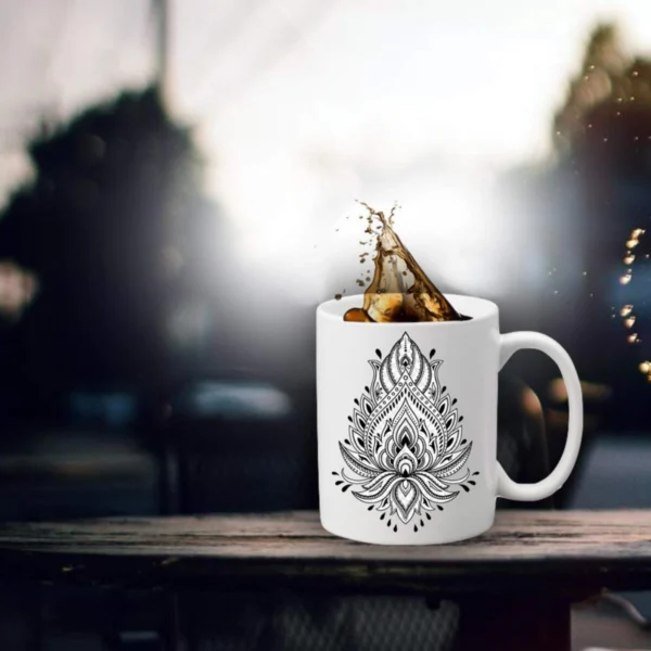Generic Art Leaf design Printed Ceramic Coffee Mug (Color: White, Capacity: 350ml)