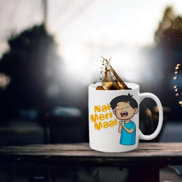 Generic Nahi Meri Maa Printed Ceramic Coffee Mug (Color: White, Capacity: 350ml)