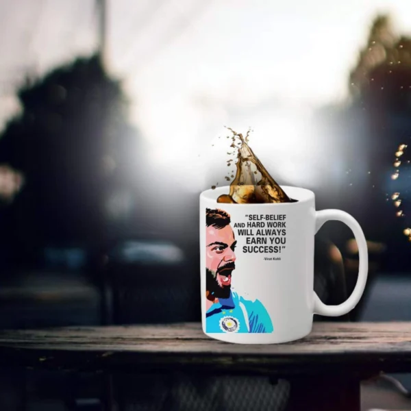 Generic Virat Kohli Agression Printed Ceramic Coffee Mug (Color: White, Capacity: 350ml)