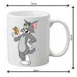 Generic Tom and Jerry Printed Ceramic Coffee Mug (Color: White, Capacity: 350ml)