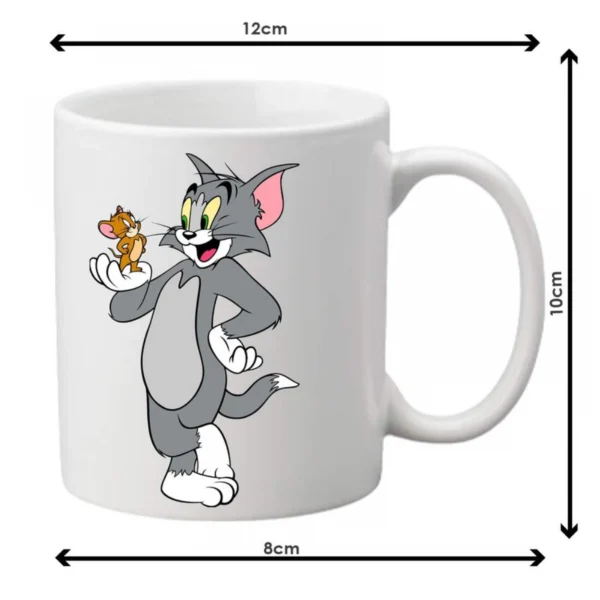 Generic Tom and Jerry Printed Ceramic Coffee Mug (Color: White, Capacity: 350ml)