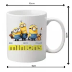 Generic Triple Minions Printed Ceramic Coffee Mug (Color: White, Capacity: 350ml)