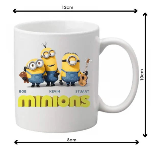 Generic Triple Minions Printed Ceramic Coffee Mug (Color: White, Capacity: 350ml)