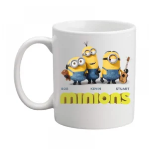 Generic Triple Minions Printed Ceramic Coffee Mug (Color: White, Capacity: 350ml)
