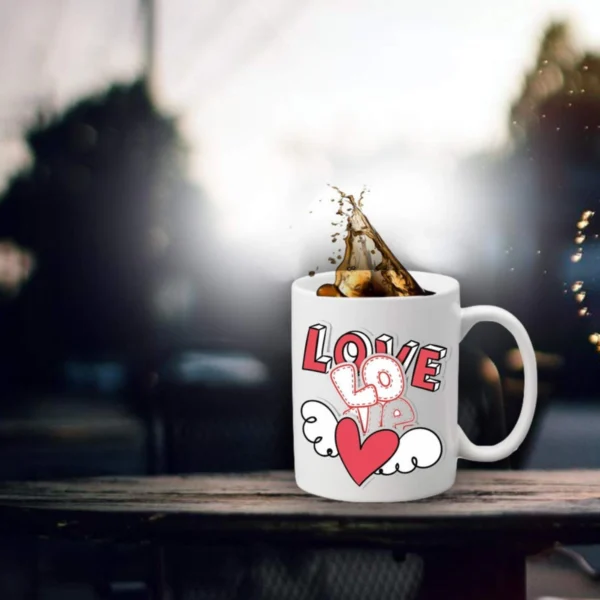 Generic Love Hands Printed Ceramic Coffee Mug (Color: White, Capacity: 350ml)