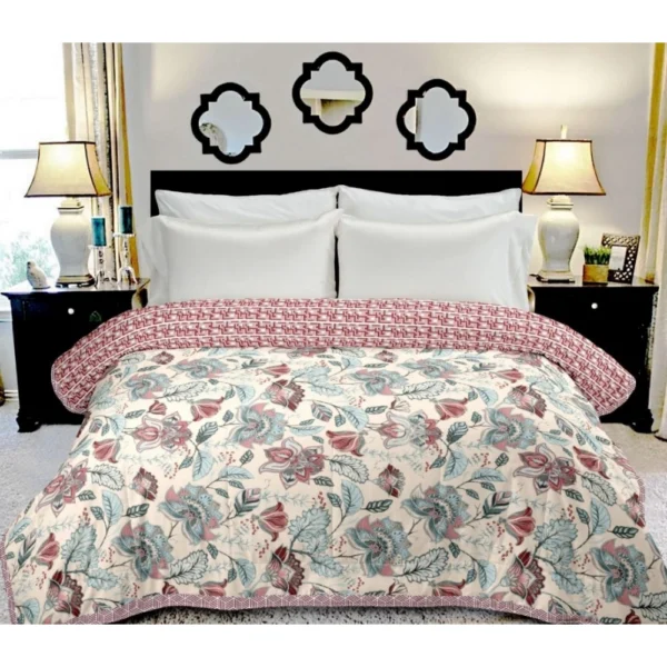 Generic Cotton Double Reversible Light Weight Blanket King Size 228X254 Cm (Color: Multi Color, Material: Cotton)