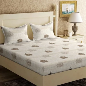 Generic Cotton Double Bed Sheet King Size 228X254Cm with 2 Pillow Covers (Color: Multi Color, Material: Cotton)