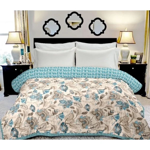 Generic Cotton Double Reversible Light Weight Blanket King Size 228X254 Cm (Color: Multi Color, Material: Cotton)