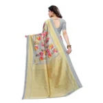 Women's Kalamkari Art Silk Printed Saree With Blouse (Grey, 5-6 Mtrs)