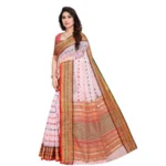 Women's Kota Doria Cotton Woven Butta Saree With Blouse (Baby Pink, 5-6 Mtrs)