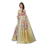 Women's Kalamkari Art Silk Printed Saree With Blouse (Grey, 5-6 Mtrs)