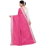 Women's Cotton Blend Designor Border Saree With Blouse (Pink, 5-6 Mtrs)
