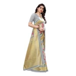 Women's Kalamkari Art Silk Printed Saree With Blouse (Grey, 5-6 Mtrs)