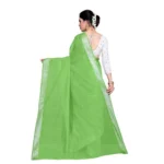 Women's Cotton Blend Designor Border Saree With Blouse (Green, 5-6 Mtrs)